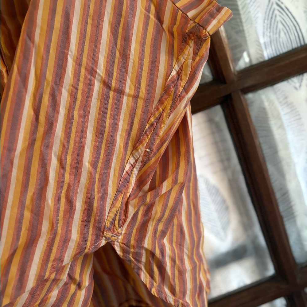 Madewell Cotton Central Shirt in Rainbow Stripe Sierra Stripe Sweet Dahlia - Picture 7 of 9
